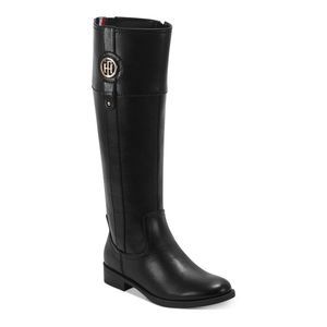 TOMMY HILFIGER Womens Black Flex Imina Round Toe Block Heel Riding Boot 8 M WC